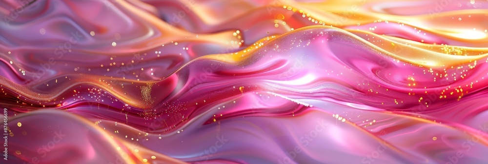 Poster fluid art with pink and gold swirls. abstract fluid art featuring swirling patterns in pink and gold