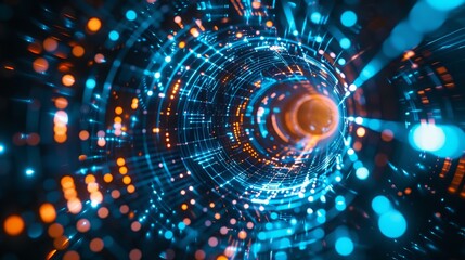 Obraz premium Vibrant Futuristic Digital Tunnel Dynamic Motion and HighTech Energy Captured in Stunning Detail with Sony A7R III 50mm Lens