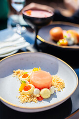 Delicious dessert and cocktail