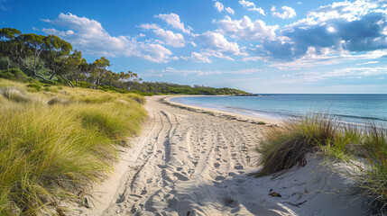 sand dunes and beach in summer