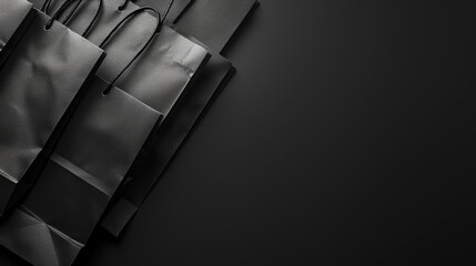 Modern Monochromatic Sale Banner with Sleek Black Shopping Bags for Promotional Design