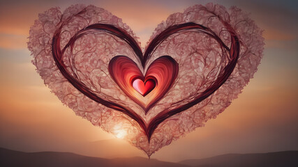 Fototapeta premium Love symbol, concept for Valentine's Day, wedding etc. Heart elements for love concept design. AI generated image