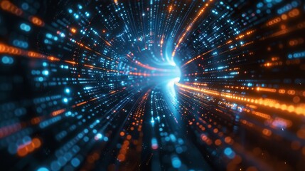 Fototapeta premium Digital Odyssey Vibrant Futuristic Tunnel of Innovation and Motion Canon EOS R5 24105mm Lens