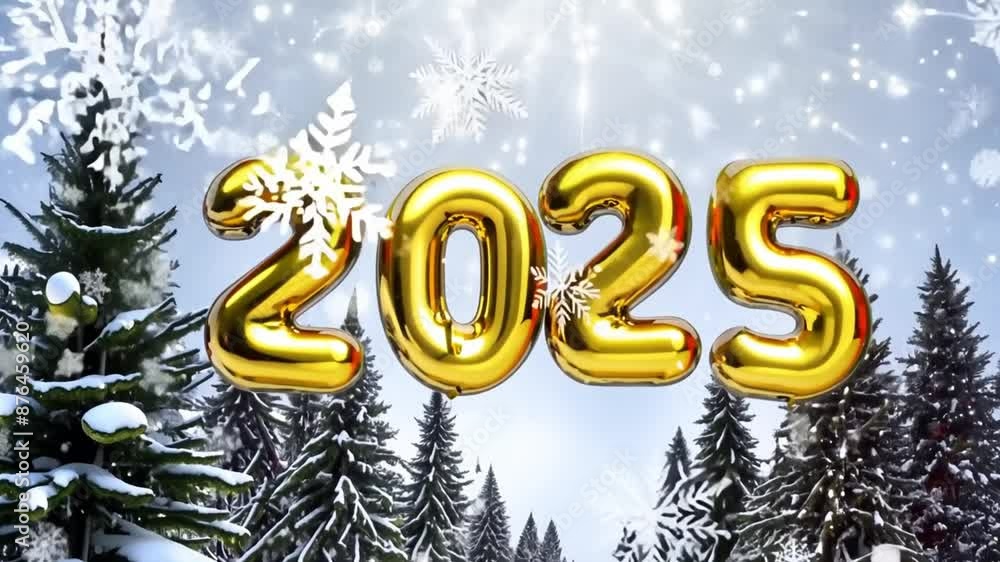 Poster a christmas tree with snow on it and the number twenty-five written in gold. concept of warmth and j