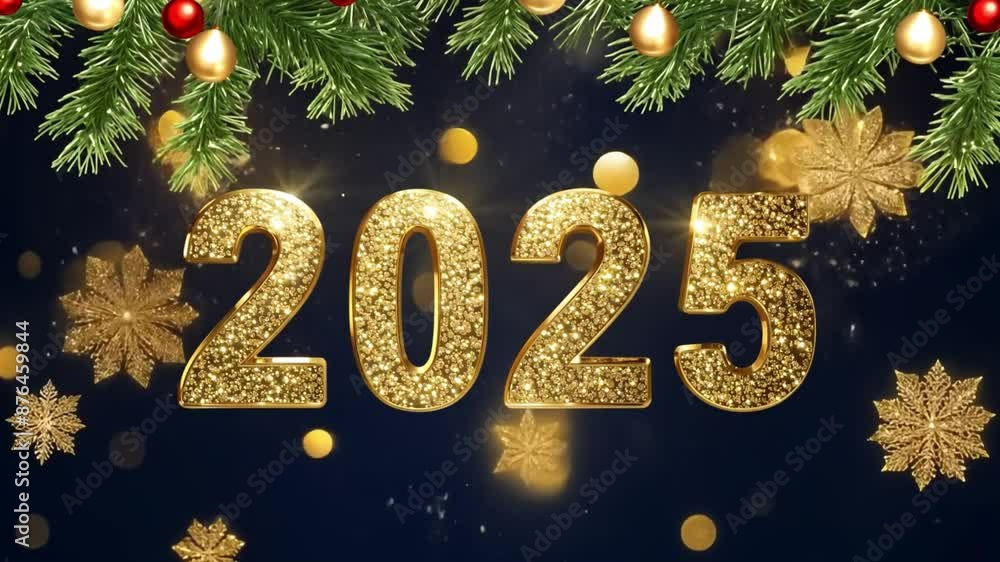 Poster a christmas tree with snow on it and the number twenty-five written in gold. concept of warmth and j