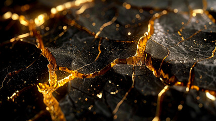 Gold veins in black rock