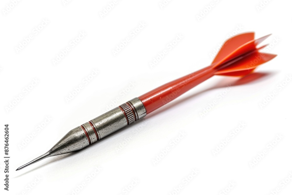 Aufkleber a close-up shot of a red dart on a white background, suitable for use in illustrations or designs re