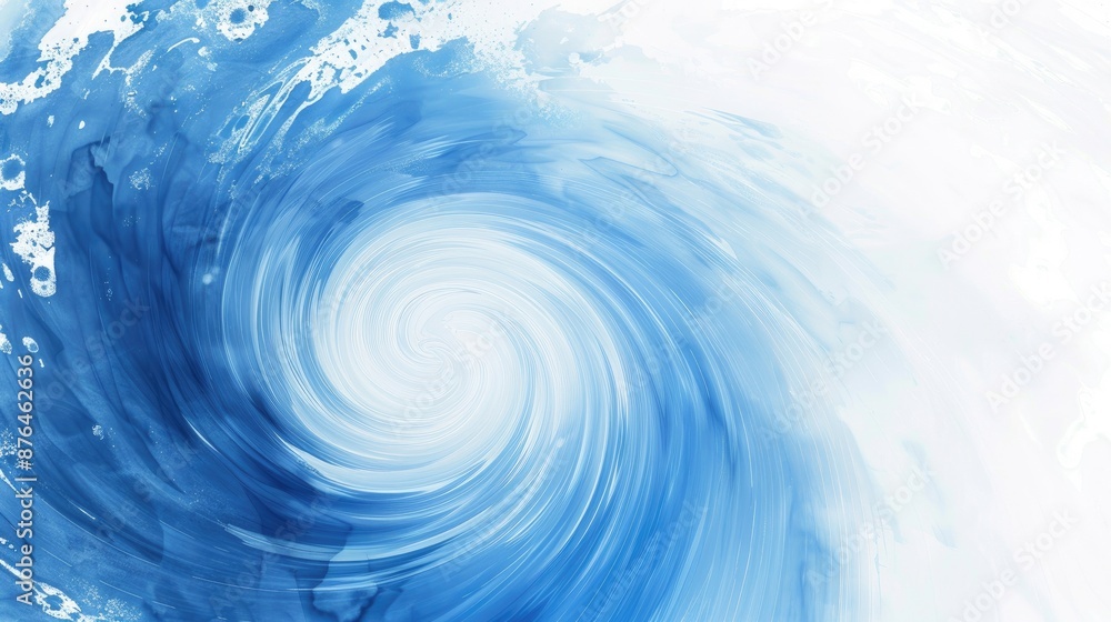 Poster blue swirl on white background with space for text on top