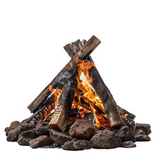 Bonfire on isolated transparent background