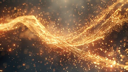 Golden bokeh lights on a dark background, creating a warm, festive atmosphere with sparkling highlights.