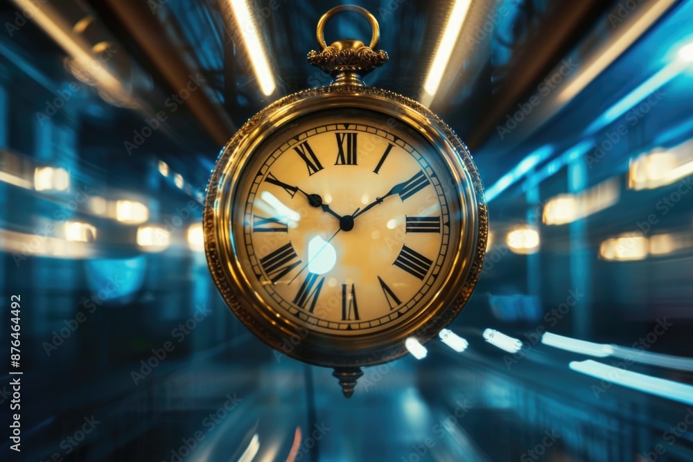 Poster a clock with roman numerals on its face, suitable for use in history, education, or design contexts