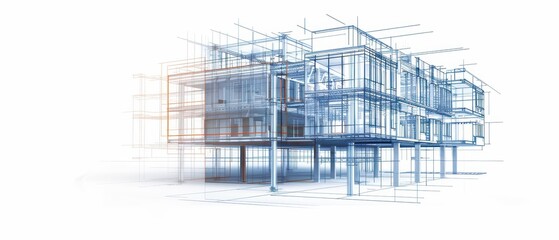 A detailed watercolor painting of BIM Building Information Modeling