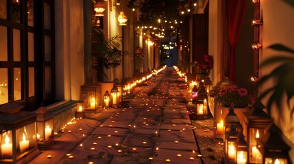 Enchanting Diwali Radiant Rows of Diyas Illuminate the Night with Warmth and Beauty
