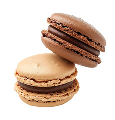 Two French Macarons on isolated transparent background