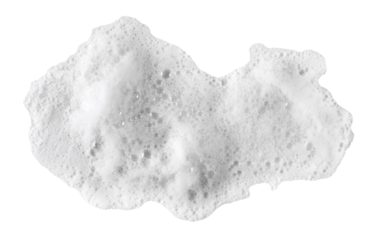 Soap foam, colorful bubbles isolated on white, top view