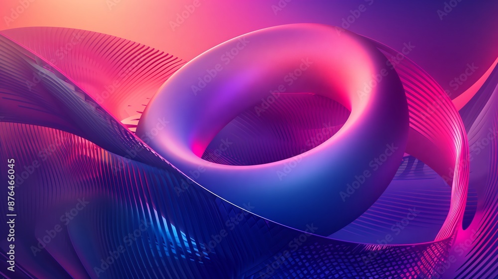 Poster a stunning abstract digital art with dynamic circles and vibrant gradients, full of intrigue and dep