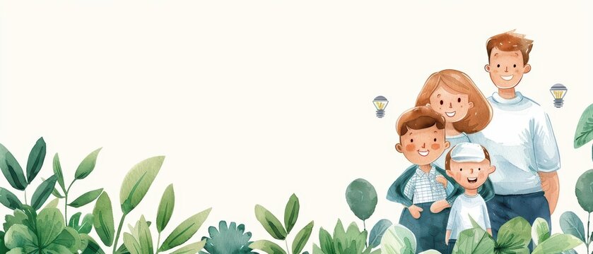 A lively watercolor rendering of behavioral energy savings