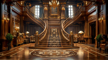 Obraz premium Grand staircase in a luxurious mansion