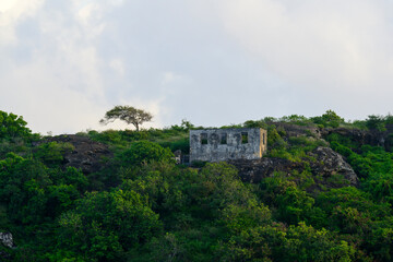 Ruins of an old British fort on the Caribbean Island of Antigua. 