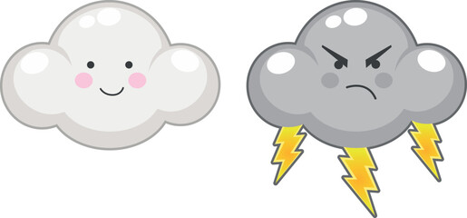cloud and lightning cloud icons