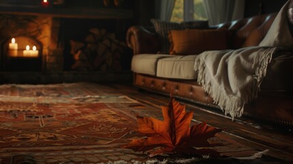 Autumn leaf. Cozy environment. Autumn background