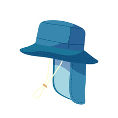 Trendy fashion casual denim panama with protective fabric inserts against sun isolated on white