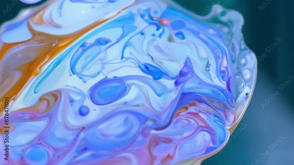 Poster a colorful swirl of paint on a green background. the colors are bright and vibrant, creating a sense