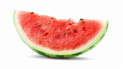 Fresh watermelon slice on a clean white surface, perfect for food photography or illustration
