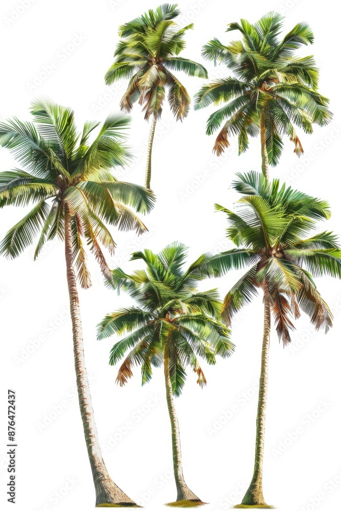 Poster group of palm trees on a simple and clean white background, suitable for various graphic designs, pr