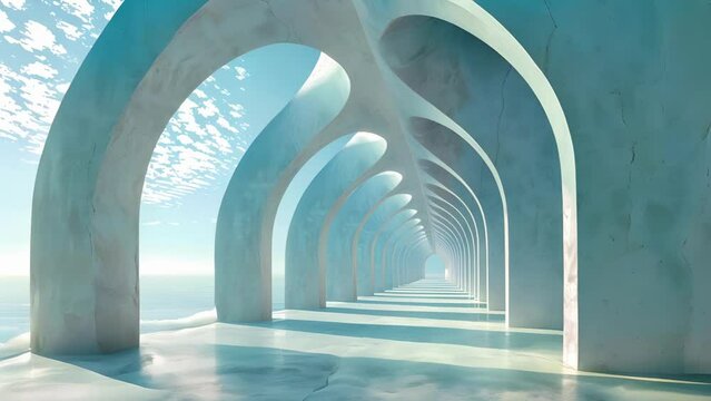 An illusion of infinite space is created by a series of diminishing arches.