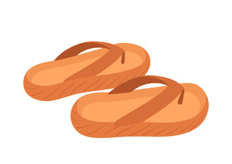 Pair of flipflop slippers for woman, fashionable foot wear shop assortment vector illustration
