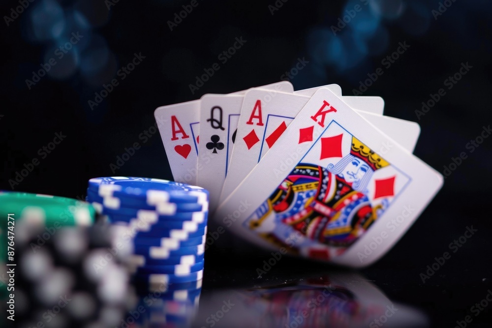 Aufkleber a stack of playing cards on a table, perfect for illustrations and graphics