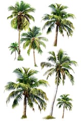 A group of palm tree silhouettes against a white background, perfect for uses such as tropical themes, beach scenes, or travel illustrations