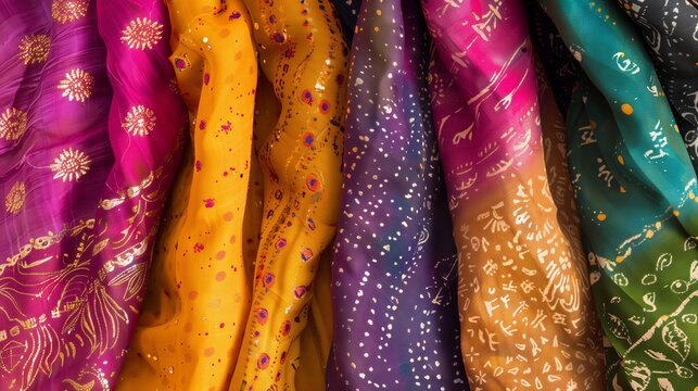 Traditional chunri fabric, with intricate tie-dye patterns, showcases vibrant colors and cultural heritage.