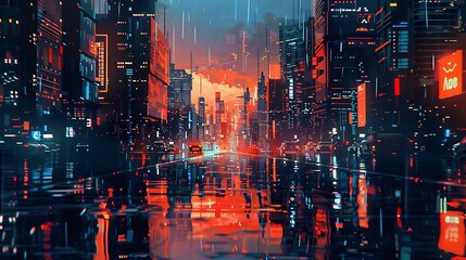 city, night, anime, light, background, building, urban, architecture, street, futuristic, neon, sky, japan, landscape, japanese, wallpaper, cartoon, town, beautiful, travel, view, animation, fantasy, 