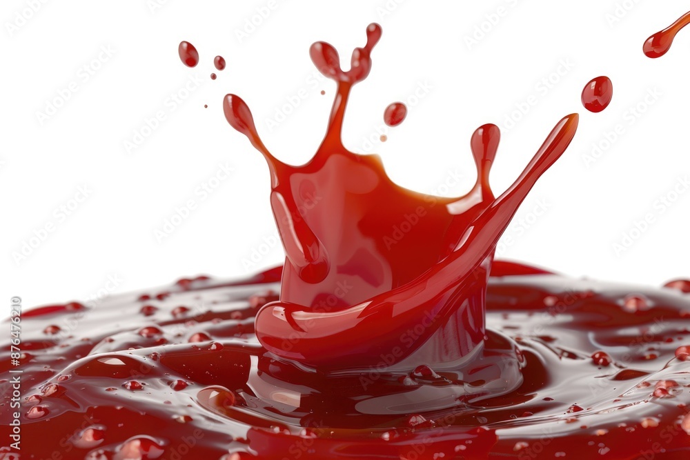 Poster a close-up shot of a red substance splashing onto a white surface