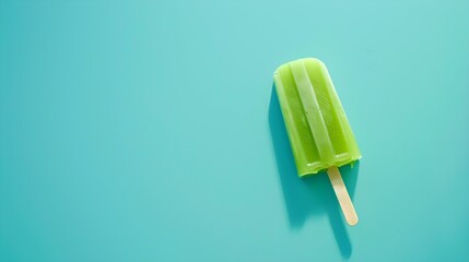 Green Popsicle on a summery blue Background with Copy Space