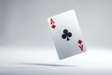 A playing card suspended in mid-air