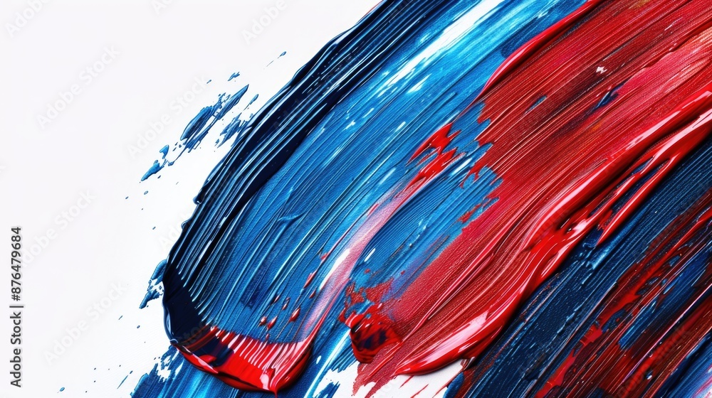 Poster high-quality image of a vibrant red and blue abstract painting, ideal for use in design projects or 