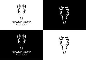 deer head line elegant logo vector design icon