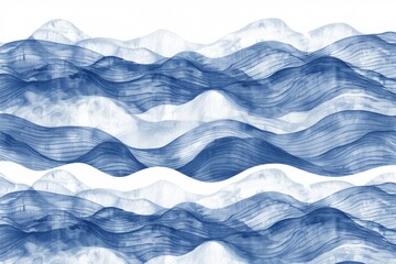 Fototapeta premium Watercolor painting of gentle waves in shades of blue and white, suitable for decorative purposes or as an element of interior design