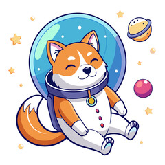 Adorable Shiba Inu Astronaut Snoozes Space-Themed Naptime Fun
