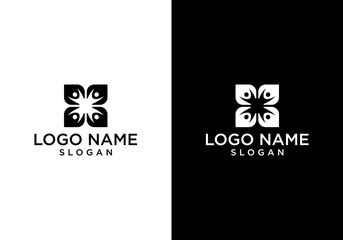 leaf and person icon logo design vector