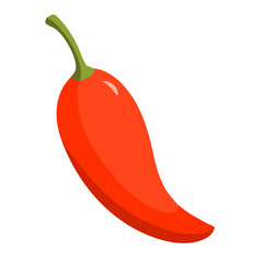 Red chili pepper vector illustration. Spicy hot pepper, front view