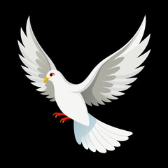 Majestic White Dove Flying Alone on Dark Background