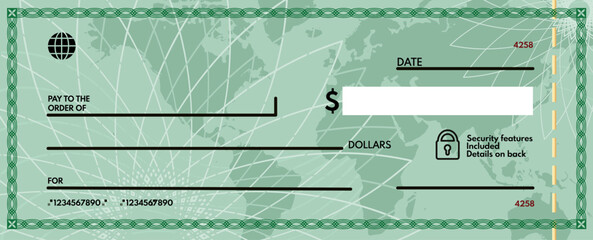 blank check with free space for writing. blank check - vector illustration	