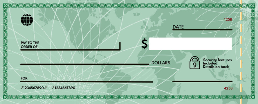 blank check with free space for writing. blank check - vector illustration	
