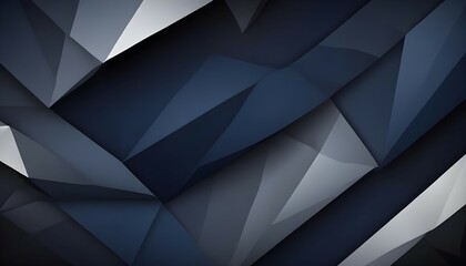 Obraz premium Black dark navy blue silver abstract pattern background. Geometric shape. Line triangle angle fold polygon diamond 3D. Color gradient ombre. Rough grain noise. Light shadow. Matte shimmer. Minimum.