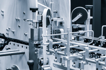 Conveyor for the production and packaging of wooden furniture, industrial production concept