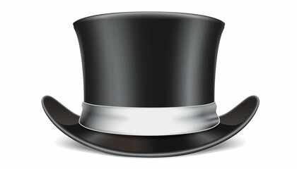 Black top hat with white band on white background stylish and traditional accessory ideal for formal events